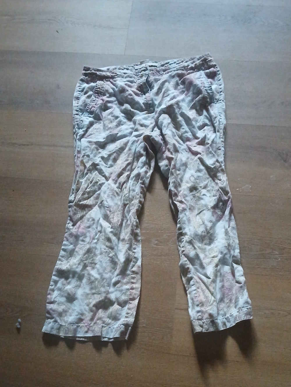 Tommy Hilfiger Pastel Pink Paisley Linen BeacH Crop Pants